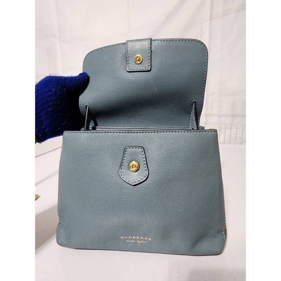 Authentic BURBERRY Derby Calfskin House Check Small Camberley Slate Blue - Picture 9 of 12